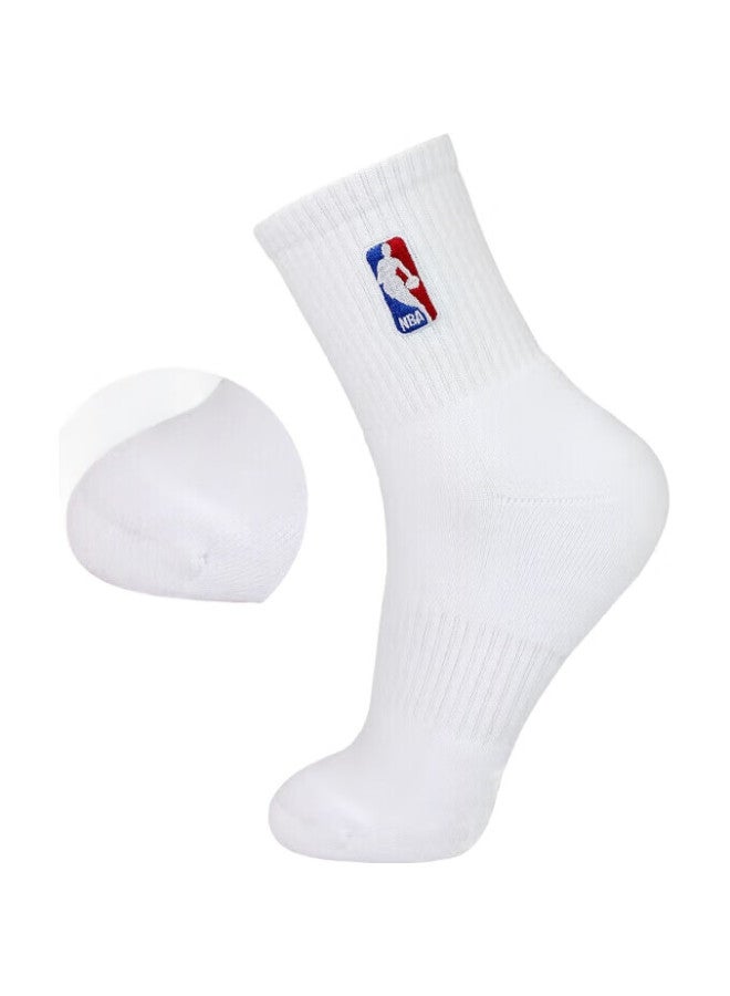 NBA Men'S Mid-Tube Casual Sports Socks Thickened Terry Loop Combed Cotton Embroidered Non-Slip Running Basketball Socks 4 Pairs - Image 3