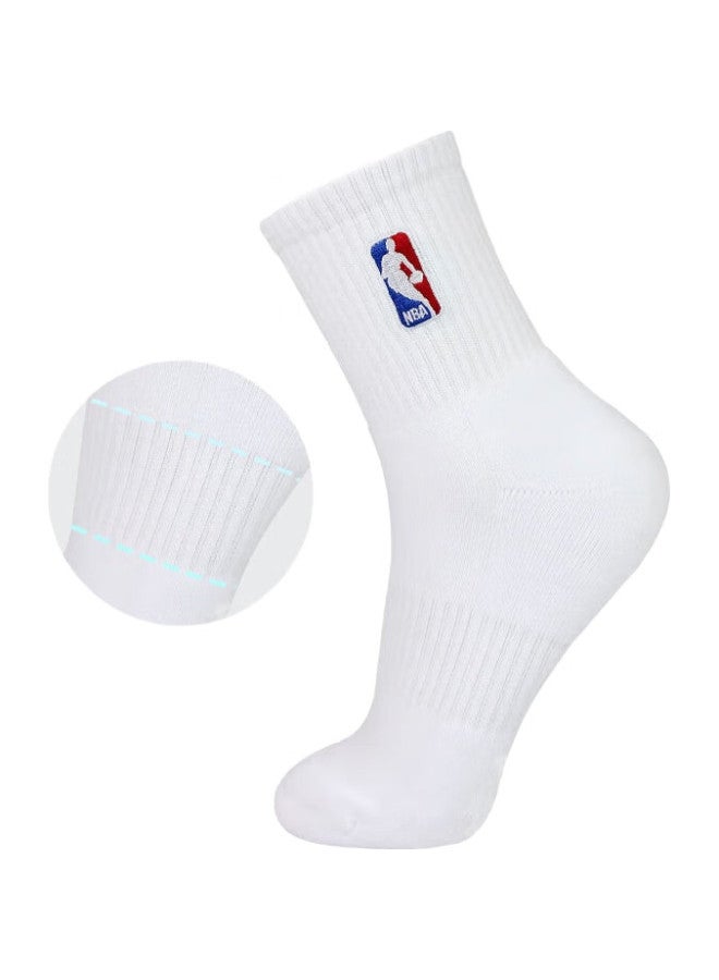 NBA Men'S Mid-Tube Casual Sports Socks Thickened Terry Loop Combed Cotton Embroidered Non-Slip Running Basketball Socks 4 Pairs - Image 2