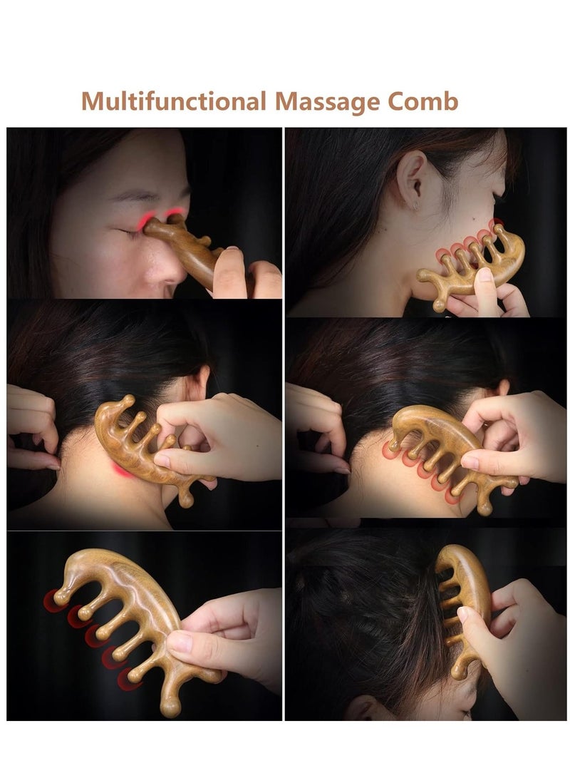 عام خشب الصندل الأخضر المشط غوا شا كشط الفجل رأس المدلك، الرقبة، اليدين والساقين - Image 3