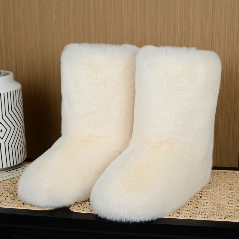 New Style Mao Mao Boots Winter High-Top Casual Snow Boots Imitation Rabbit Fur One Warm Mao Mao Boots - Image 1