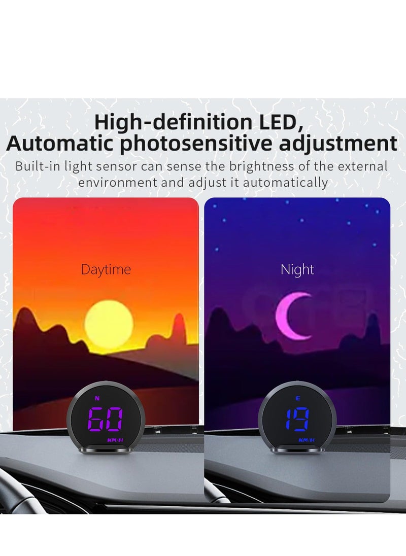 Y&D - Gps Speedometer, Digital GPS Speedometer MPH, Multi-color Free Match Car Large Font Display Speed, Time, Compass, Satellite Number, USB Plug and Play, Suitable for All - Image 1