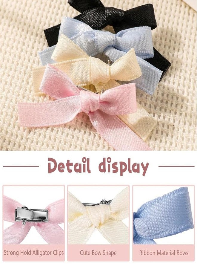 FAMEZA 6 PCS Bow Hair Clips, Mini Bowknot, Satin Hair Clips for Girls, Hair Ribbon Alligator Clips, Cute Bow Hair Barrettes for Kids, Valentines Birthday|6 COLOR SET - Image 3