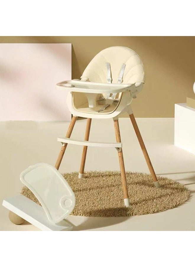 Beauenty - Baby Dining Chair 3-in-1 Portable High Chairs ，Adjustable Height Foldable Toddler Seat,Safe Toddler's Dining Chair with Meal Tray for Your Baby (white) - Image 1