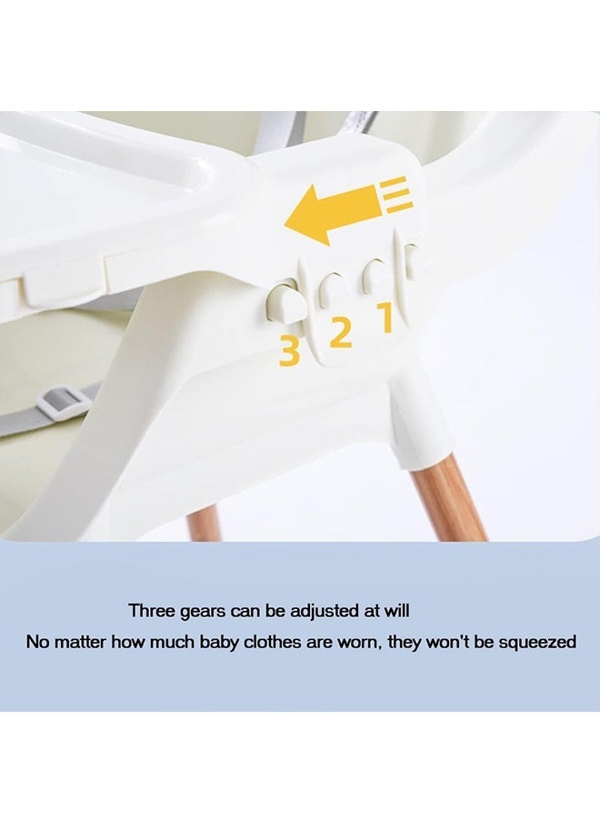 Beauenty - Baby Dining Chair 3-in-1 Portable High Chairs ，Adjustable Height Foldable Toddler Seat,Safe Toddler's Dining Chair with Meal Tray for Your Baby (white) - Image 1