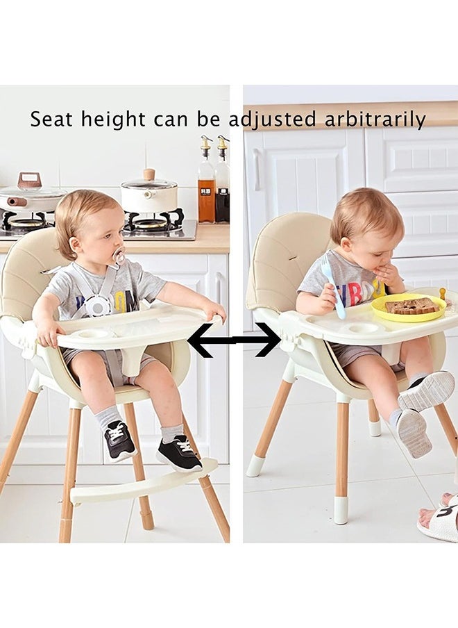 Beauenty - Baby Dining Chair 3-in-1 Portable High Chairs ，Adjustable Height Foldable Toddler Seat,Safe Toddler's Dining Chair with Meal Tray for Your Baby (white) - Image 1
