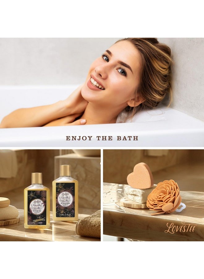 Lovestee Valentines Day Spa Gift Baskets For Women, Spa Gifts For Women, lavender & vanilla Bath And Body Set, Includes Shower Gel, Bath Towel, Pumice Stone, Bubble Bath And More, Gifts For Women, Gift For Mom  - Image 3