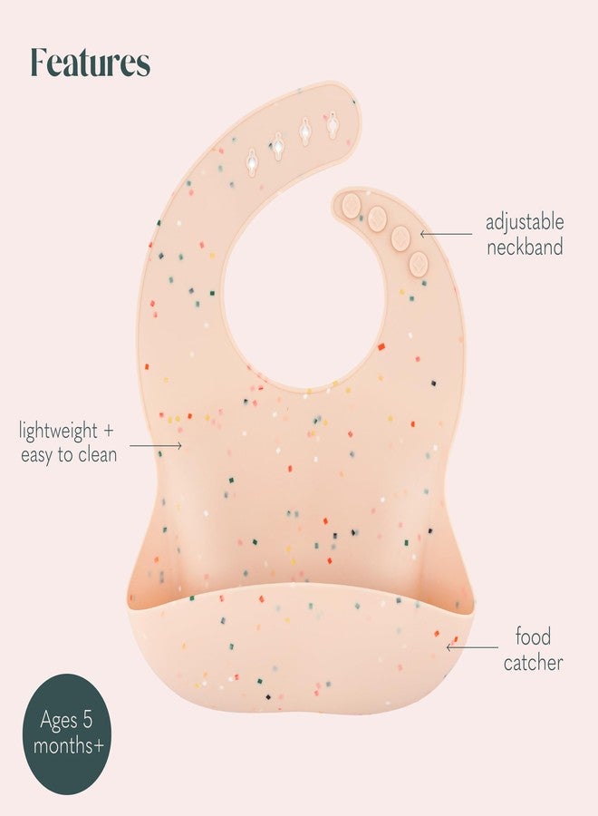 AVA + OLIVER Waterproof Silicone Bib Set with Adjustable Neck Closure - Durable Silicone Bibs for Babies - Set of 2 (Guava Confetti) - Image 3