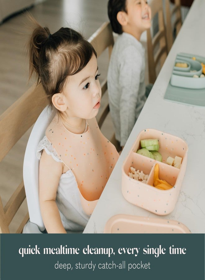 AVA + OLIVER Waterproof Silicone Bib Set with Adjustable Neck Closure - Durable Silicone Bibs for Babies - Set of 2 (Guava Confetti) - Image 2