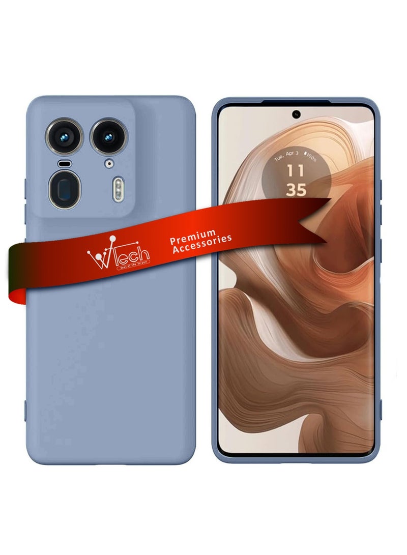 Wtech Motorola Edge 50 Ultra 5G 2024 Premium Soft Liquid Silicone Case Cover - Rock Blue - Image 1