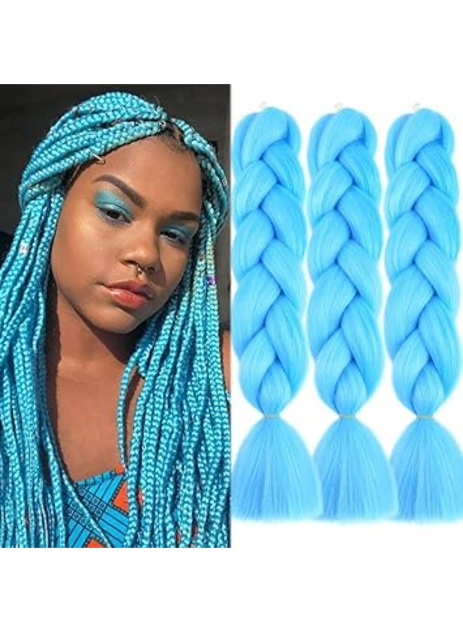 Turquoise Blue Kanekalon Braiding Hair Extensions for Box Braids & Afro Styles - 60cm Long - Professional Synthetic Hair - Image 1