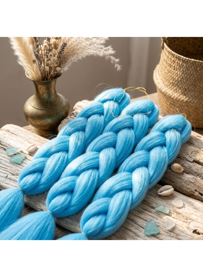 Turquoise Blue Kanekalon Braiding Hair Extensions for Box Braids & Afro Styles - 60cm Long - Professional Synthetic Hair - Image 4