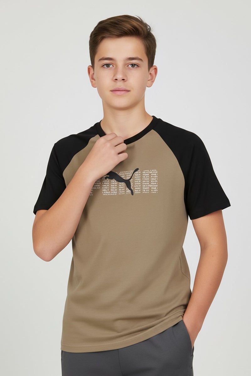PUMA Kids Boy Sportswear Fit Short Sleeve Outdoor T-Shirt, Taupe - Image 1