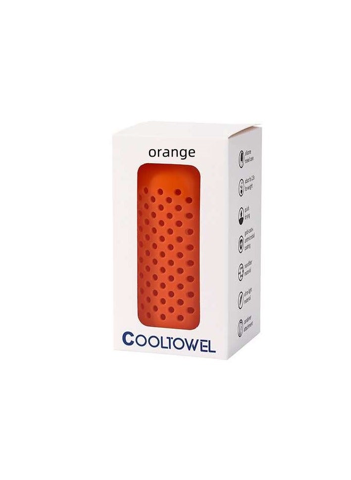 Cooling Towel - Sweat Absorbent, Ice Towel, Gym, Golf, Camping Hiking, Basketball, Yoga Towel with Silicone Storage - Orange - Image 1