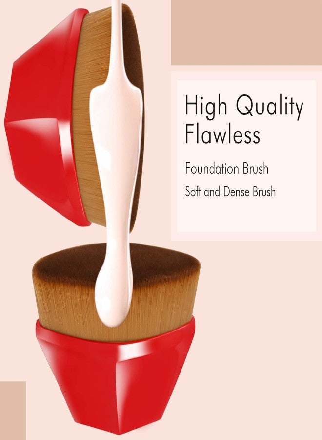 Daubigny Foundation Brush, Daubigny Perfect Makeup Brush for Face Blush Liquid Powder Foundation Brush for Blending Liquid, Cream or Flawless Powder Cosmetics with Protective Case (Red) - Image 3