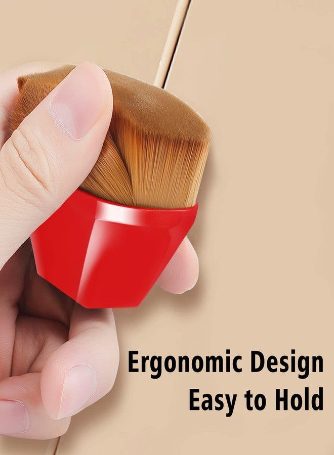 Daubigny Foundation Brush, Daubigny Perfect Makeup Brush for Face Blush Liquid Powder Foundation Brush for Blending Liquid, Cream or Flawless Powder Cosmetics with Protective Case (Red) - Image 4