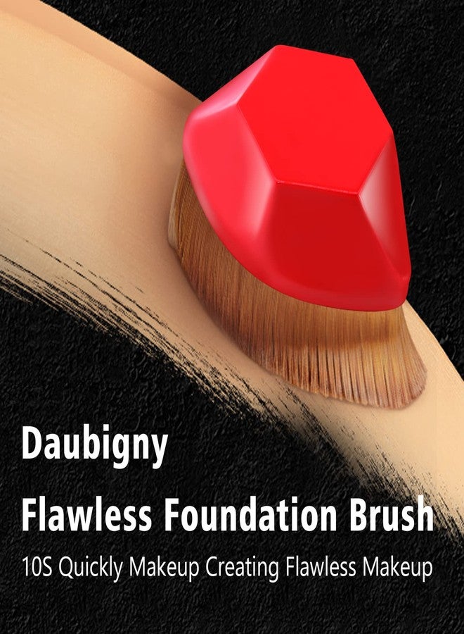 Daubigny Foundation Brush, Daubigny Perfect Makeup Brush for Face Blush Liquid Powder Foundation Brush for Blending Liquid, Cream or Flawless Powder Cosmetics with Protective Case (Red) - Image 5