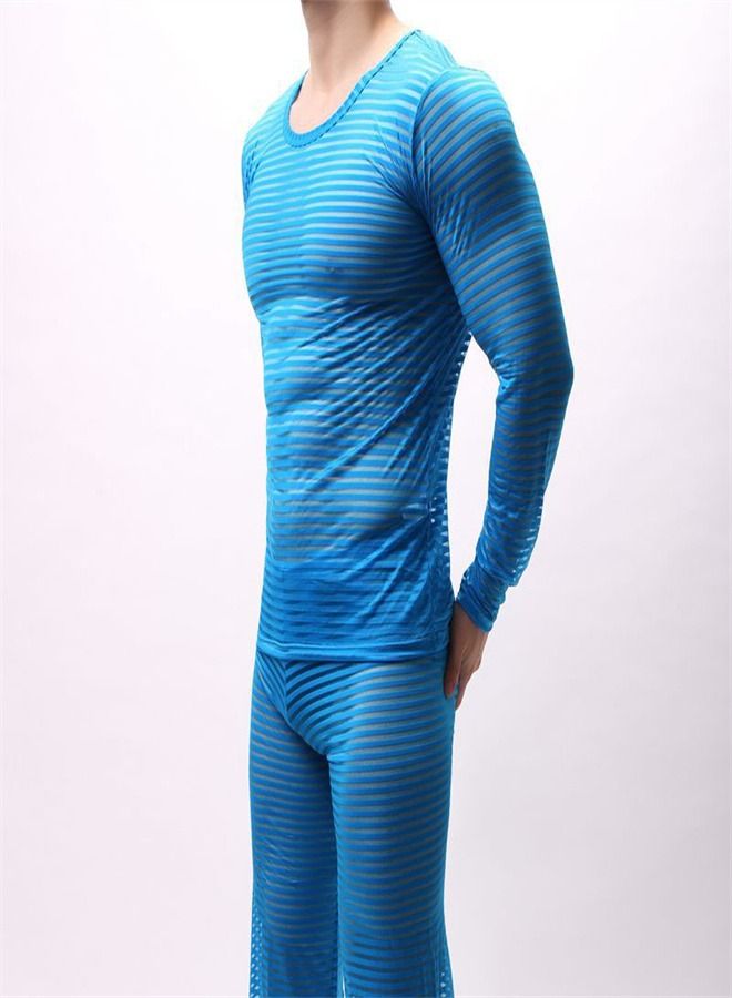 Loquat Men's Breathable Slim Tights Blue  - Image 3