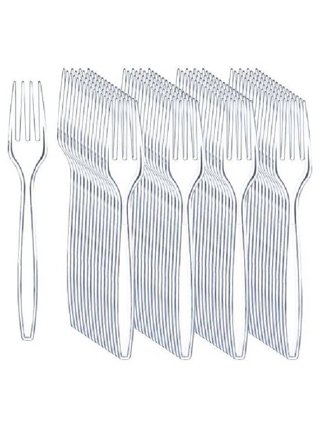 Disposable Heavy Duty Clear Plastic Forks (50pcs) - Image 1
