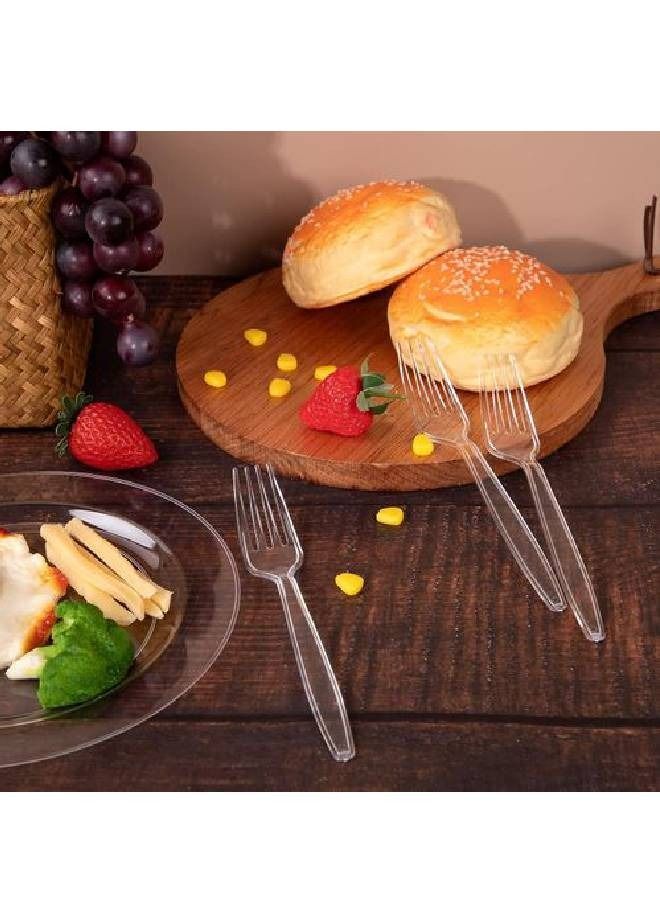 Disposable Heavy Duty Clear Plastic Forks (50pcs) - Image 2