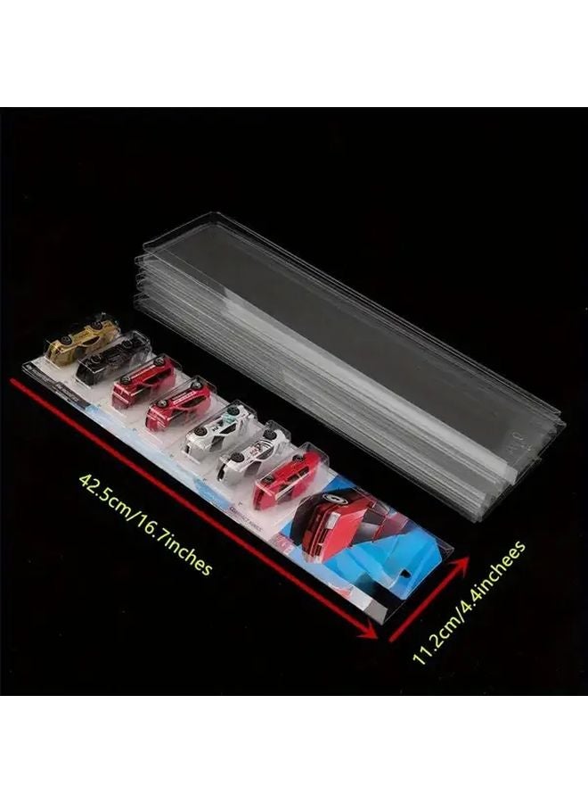 4pcs Transparent Toy Car Protective Covers with Foldable Back Panel for Collectibles - Image 4