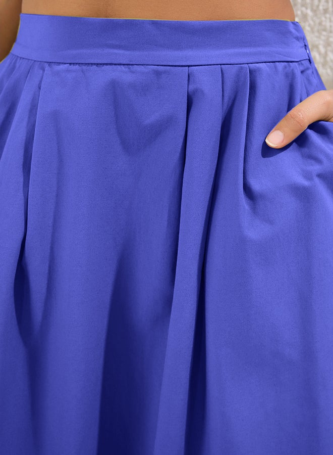 trendyol Blue Pleated Detailed Maxi Length Woven Skirt  - Image 3