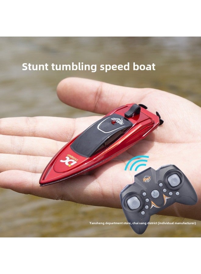 Mini Remote Control Boat Waterable Children's Toy High Speed Boat Electric Rechargeable Boys' Yacht Waterproof-Colour:❤Peacock Blue Mini Rollin' Speedboat Rechargeable Version-Specification:❤Top Version: Air Cushion Pump + Data Cable + Remote Control 3 Aa Batteries + Charging Head  - Image 2