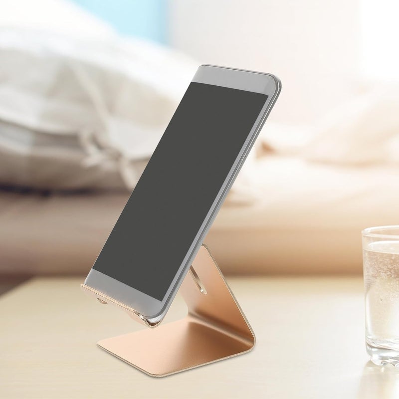 2pcs Aluminum Alloy Tablet Stand and Metal Phone Holder Desktop Mount for Smartphones and Tablets, Portable Household Cellphone Dock in Gold - Image 5
