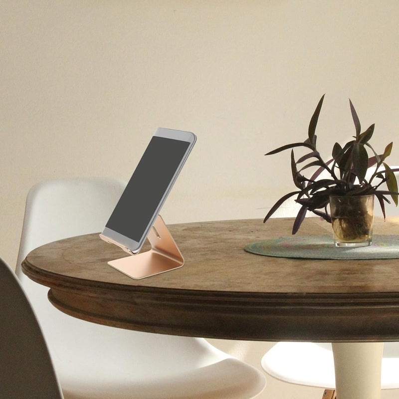 2pcs Aluminum Alloy Tablet Stand and Metal Phone Holder Desktop Mount for Smartphones and Tablets, Portable Household Cellphone Dock in Gold - Image 4