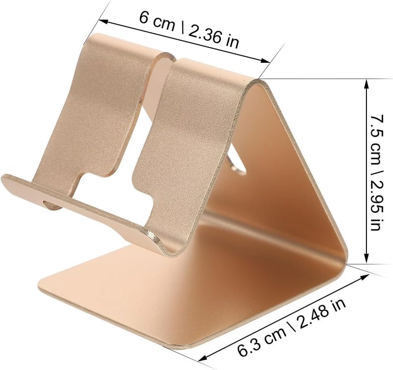 2pcs Aluminum Alloy Tablet Stand and Metal Phone Holder Desktop Mount for Smartphones and Tablets, Portable Household Cellphone Dock in Gold - Image 2