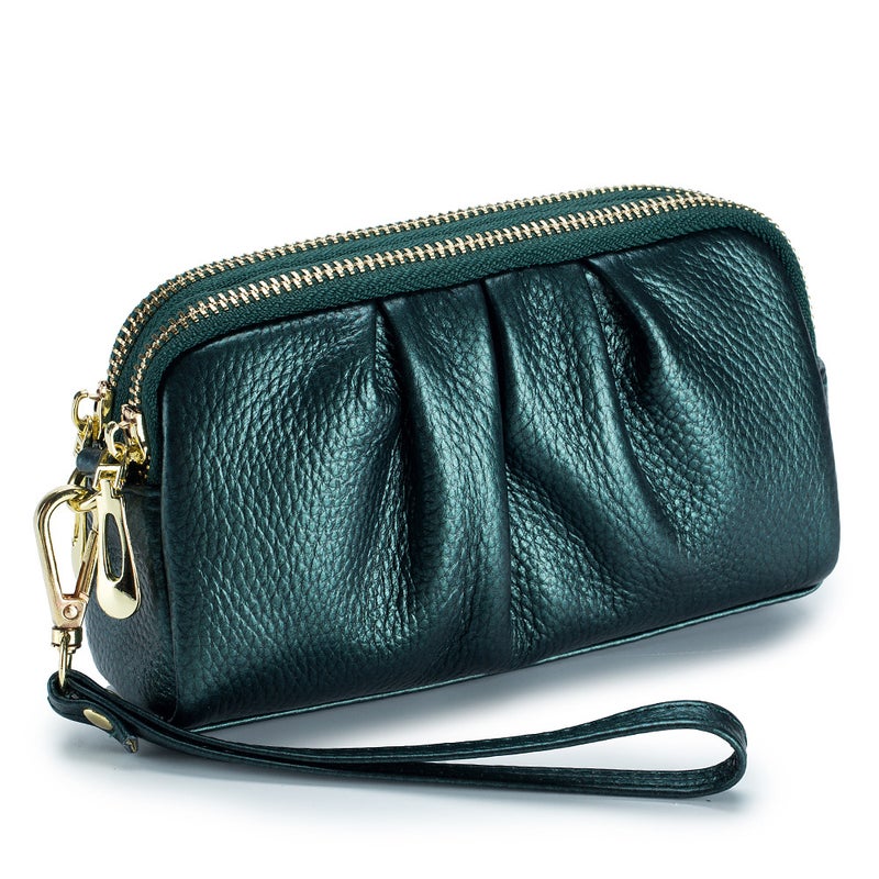 Genuine Leather Clutch Wallet for WomenPearlescent Green Pearlescent Green 