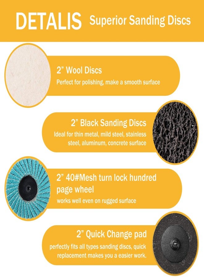 VIGRUE 2 Inch Sanding Discs Set, Die Grinder Pad for Drill Die Grinder Accessories with 1/4" Shank Holder for Grind Polish Burr Finish Rust Paint Removal, Quick Change Discs - Image 4