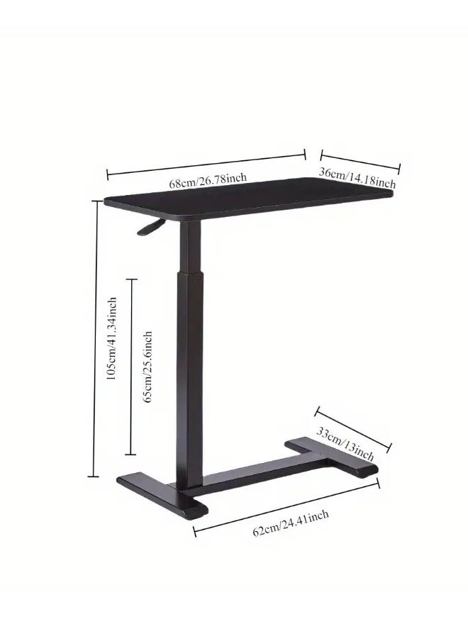 Generic - Overbed Table with Swivel Hidden Wheels Adjustable Height, Pneumatic Mobile Standing Desk Laptop Bedside Table Multi-Purpose for Home and Hospital Use - Image 1