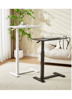 Overbed Table with Swivel Hidden Wheels Adjustable Height, Pneumatic Mobile Standing Desk Laptop Bedside Table Multi-Purpose for Home and Hospital Use