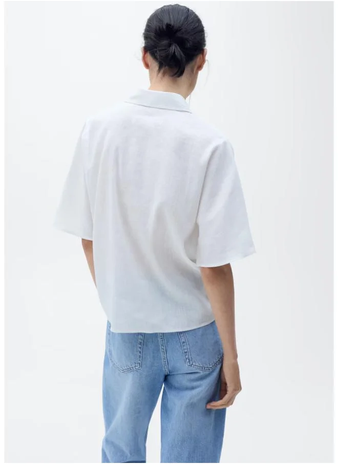 مانجو Short Sleeve Linen-Blend Shirt