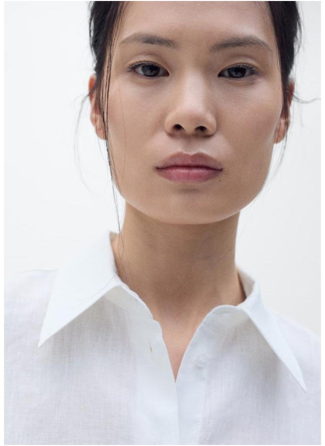 MANGO Short Sleeve Linen-Blend Shirt  - Image 3