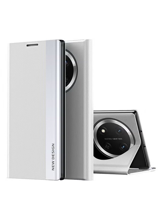 X-level Honor X9c Flip Case,Ultra Slim TPU Leather Full Body Protection Magnetic Stand Shockproof Phone Cover,White - Image 1