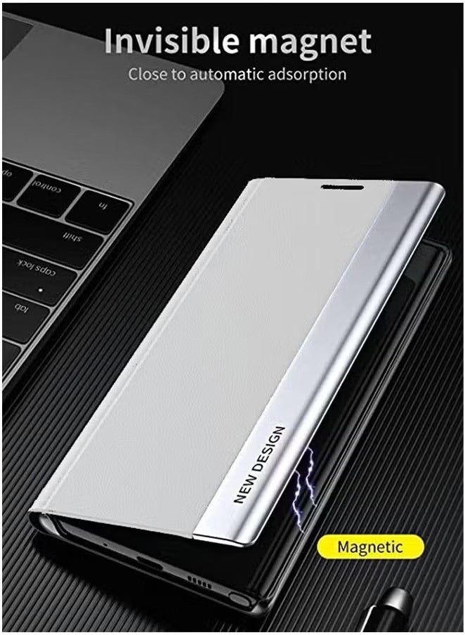 X-level Honor X9c Flip Case,Ultra Slim TPU Leather Full Body Protection Magnetic Stand Shockproof Phone Cover,White - Image 2