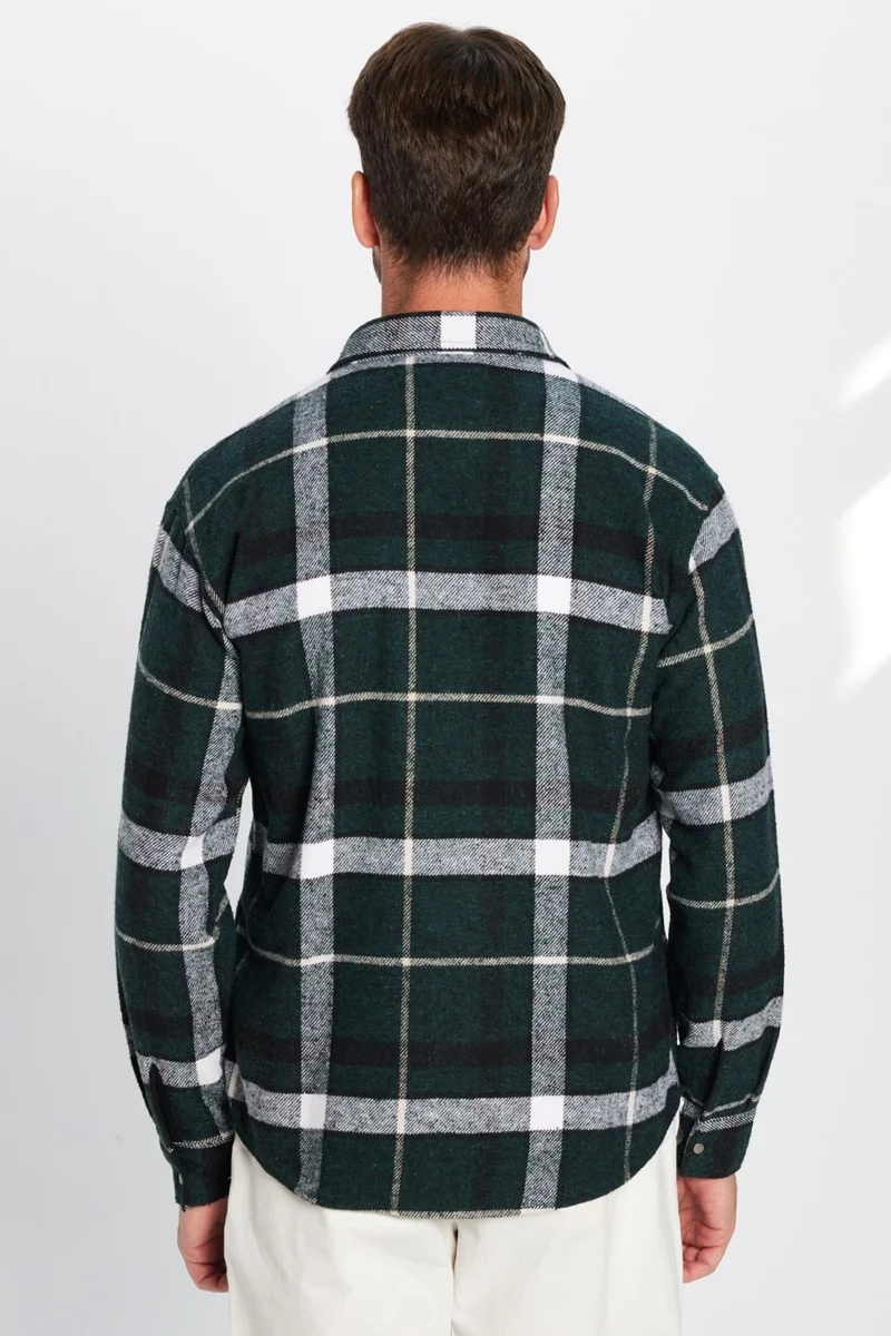 تودورس Men's Relax Fit Casual Cut Lumberjack Double Pocket Buttoned Plaid Winter Shirt