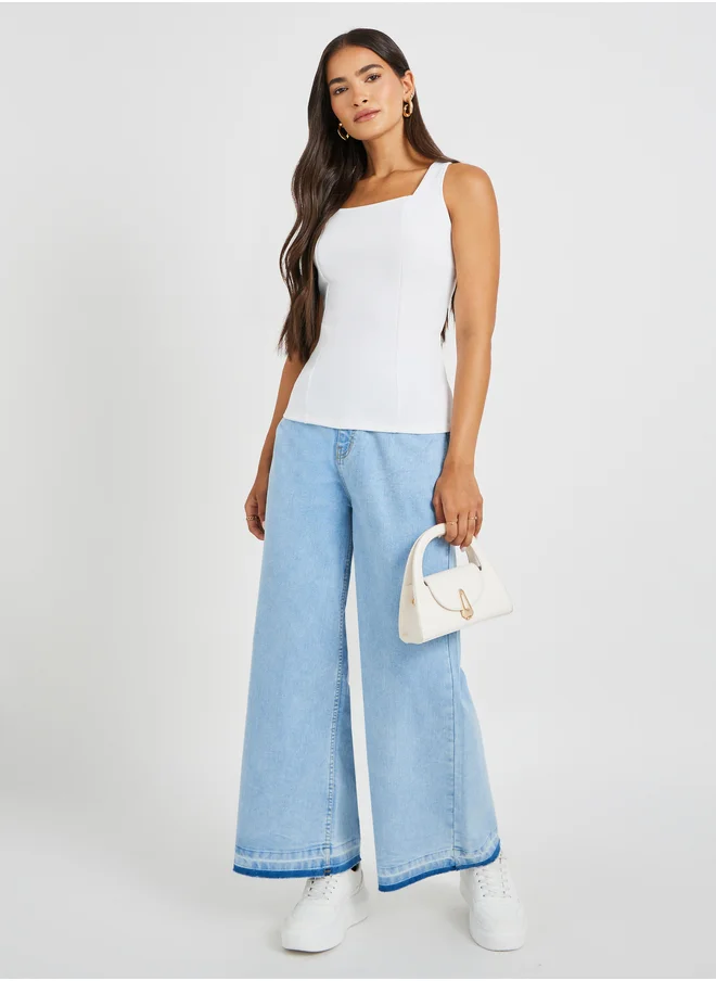 ستايلي Solid Square Neck Strappy Top