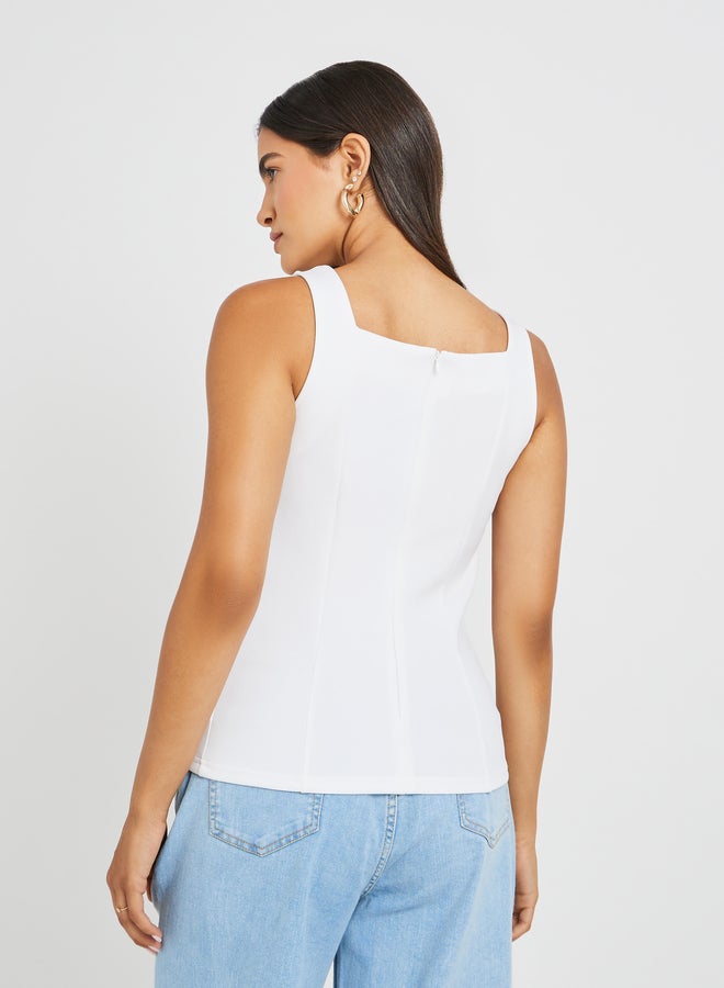 Styli Solid Square Neck Strappy Top  - Image 4