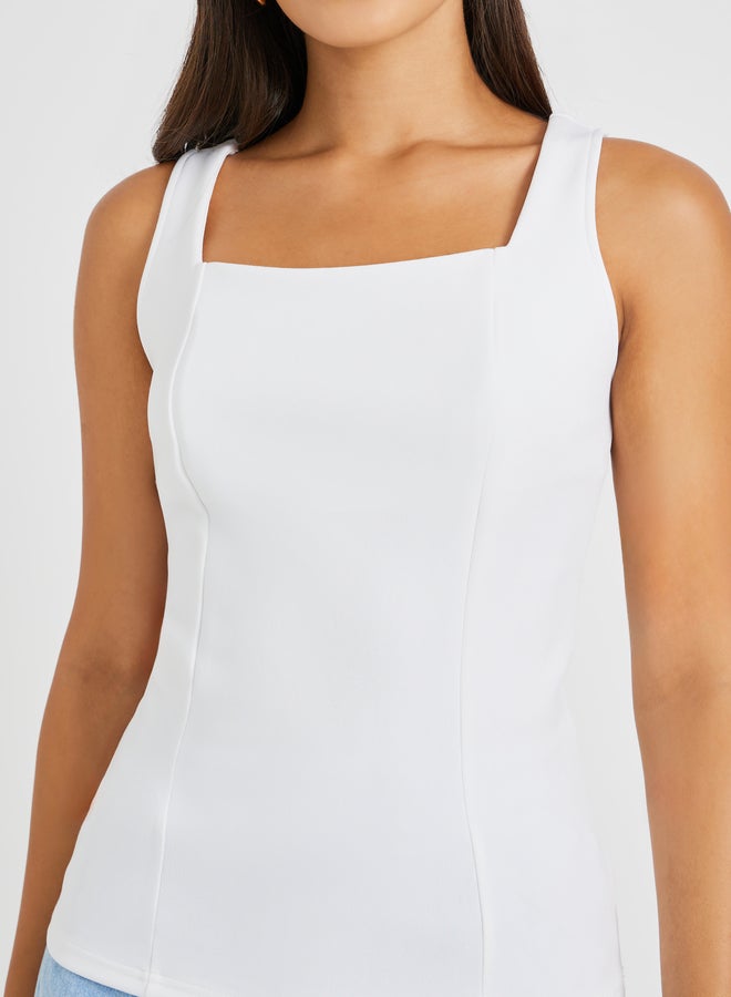 Styli Solid Square Neck Strappy Top  - Image 3