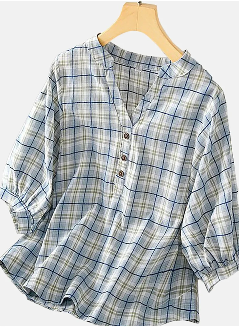 YUNIQEE Women Checked Cotton Shirt Style Top