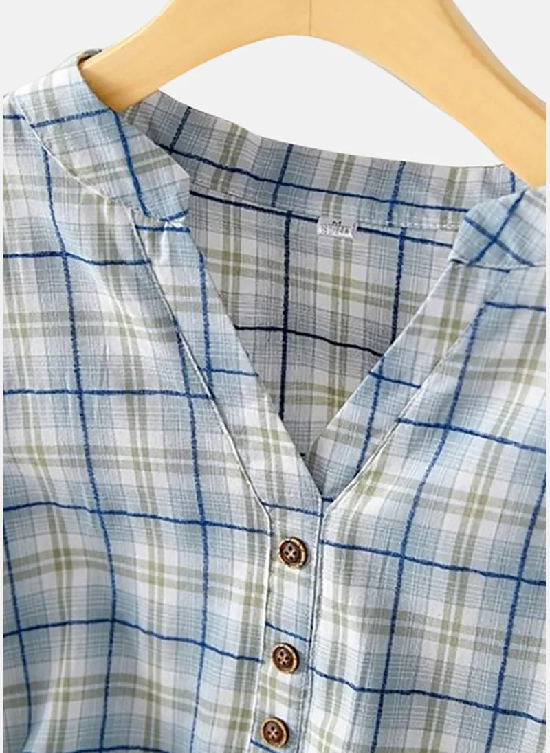 YUNIQEE Women Checked Cotton Shirt Style Top