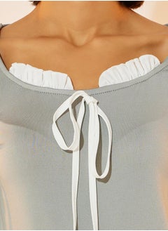 Take Two Round Neck Lace Detail Knitted Top with Kangaroo Pocket  - Image 3