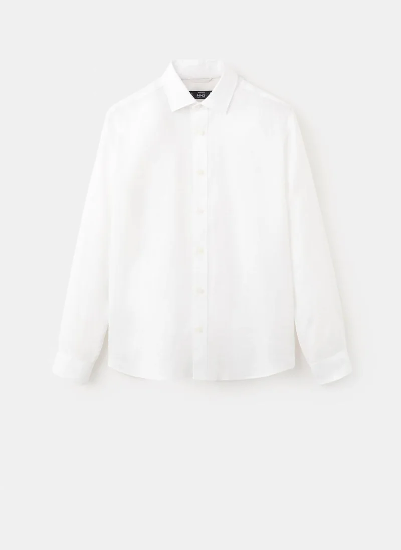 Mango Man 01-BLANCO Regular-Fit 100% Linen Shirt for Men | Best Price UAE