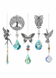 Y&D Crystal Suncatchers with Prisms Hanging Window Sun Catcher Decor Indoor Rainbow Maker Ornament Owl Hummingbird Butterfly Prism Gift, Pack of 5  - Image 1
