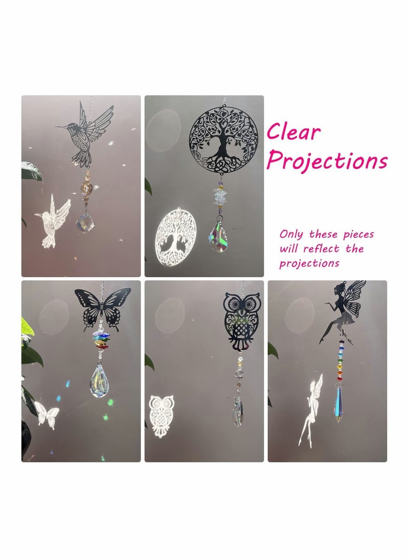 Y&D Crystal Suncatchers with Prisms Hanging Window Sun Catcher Decor Indoor Rainbow Maker Ornament Owl Hummingbird Butterfly Prism Gift, Pack of 5  - Image 5
