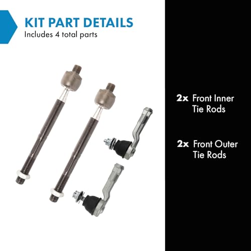 TRQ Front Inner and Outer Tie Rod Set 4 Piece Compatible with 2022 Hyundai Kona Electric 2021 Kia Niro 21 Niro EV - Image 3