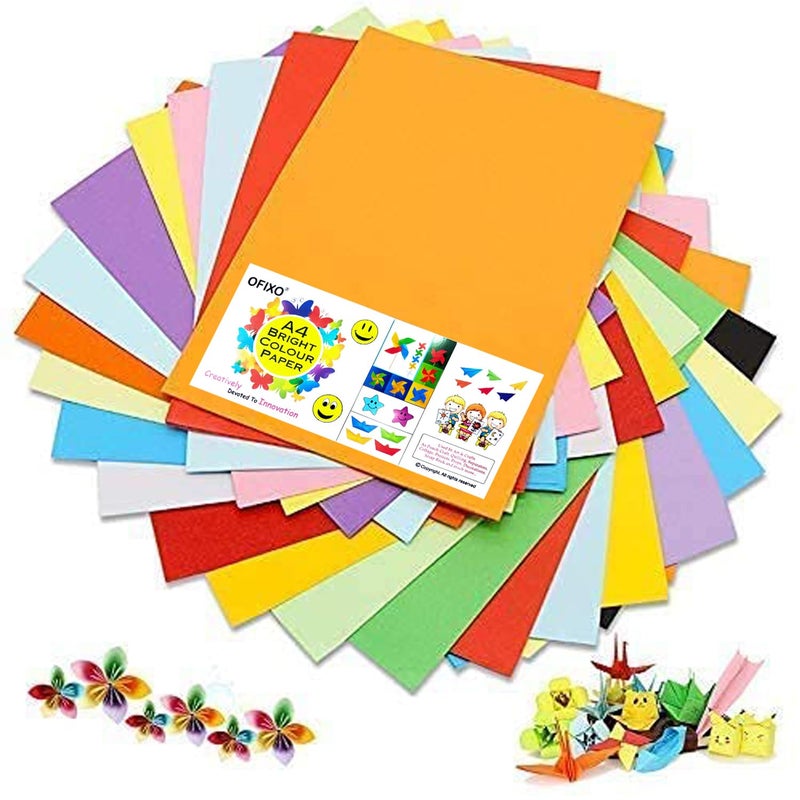 OFIXO Color Paper A4 Colored 150 GSM Sheets Art and Craft Paper Sheets Double Sided Colored Smooth Finish (50 Sheets) - Image 1