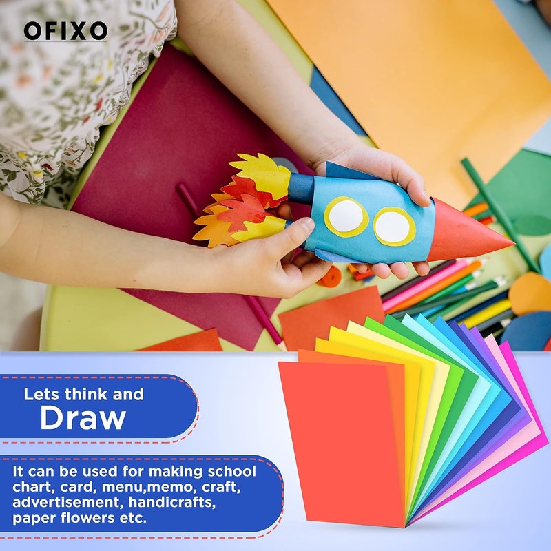 OFIXO Color Paper A4 Colored 150 GSM Sheets Art and Craft Paper Sheets Double Sided Colored Smooth Finish (50 Sheets) - Image 2